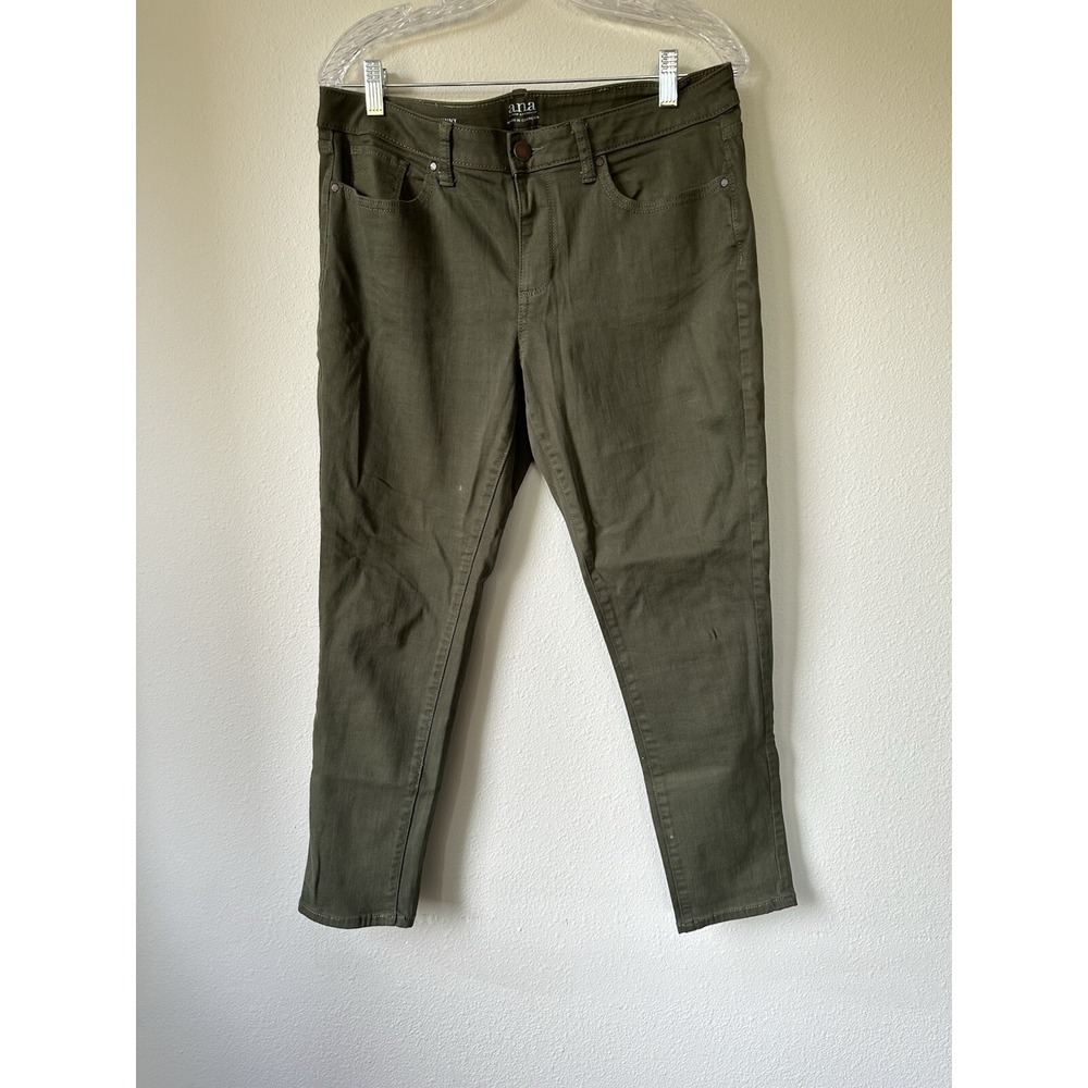 Ana Women's Olive Green Low Rise‎ Skinny Ankle Jeans Size 10 Stretch